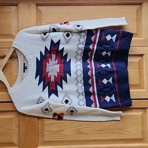 American Eagle crew neck Aztec inspired print sweater size Small